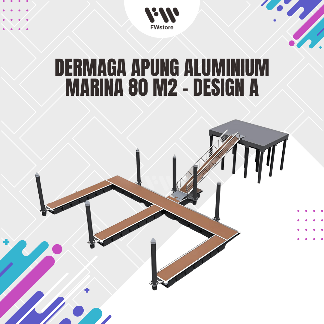 Dermaga Apung Aluminium Marina 80 m2 - Design A