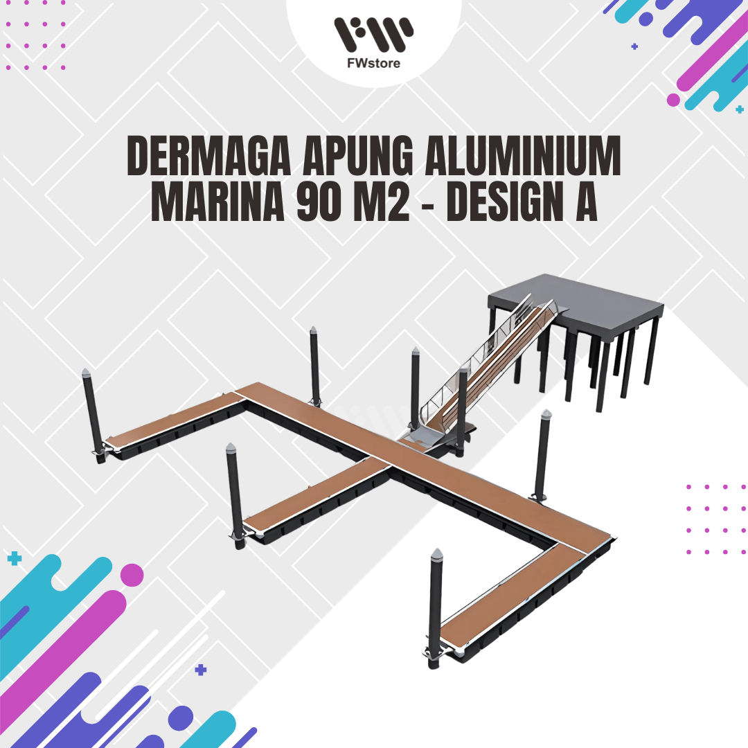 Dermaga Apung Aluminium Marina 90 m2 - Design A