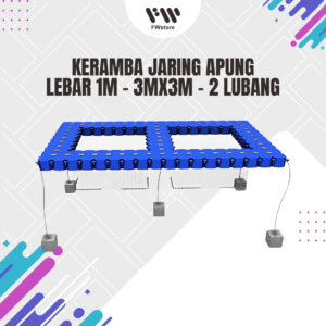 Keramba Jaring Apung - Lebar 1m - 3x3m - 2 Lubang