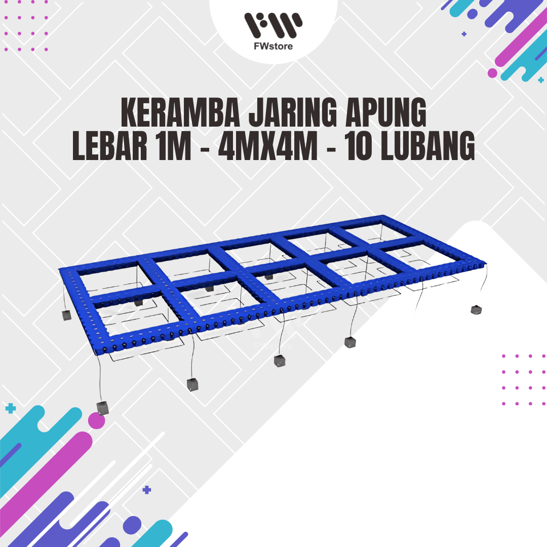 Keramba Jaring Apung - Lebar 1m - 4mx4m - 10 Lubang