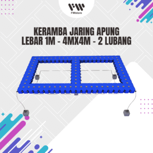 Keramba Jaring Apung - Lebar 1m - 4mx4m - 2 Lubang
